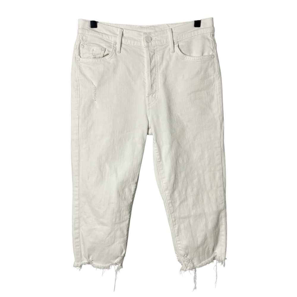 MOTHER The Almost Saint Innocent White Crop Jeans Size 27 Distressed - Picture 2 of 10